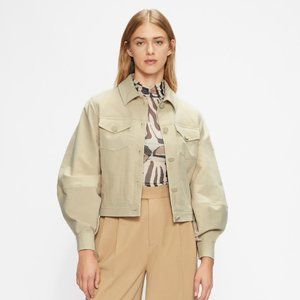 Ted Baker Light Brown Sofea Cropped Jacket with Balloon Sleeves, Size L